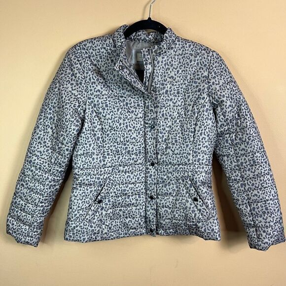 Unit Outerwear Women’s Size Small Gray Leopard Print Puffer Jacket - Picture 1 of 7